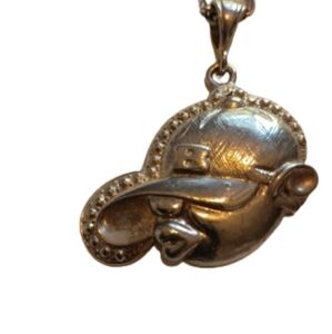 Brooklyn‎ Dodgers Vintage Style Silver Baseball Cap Pendant Necklace